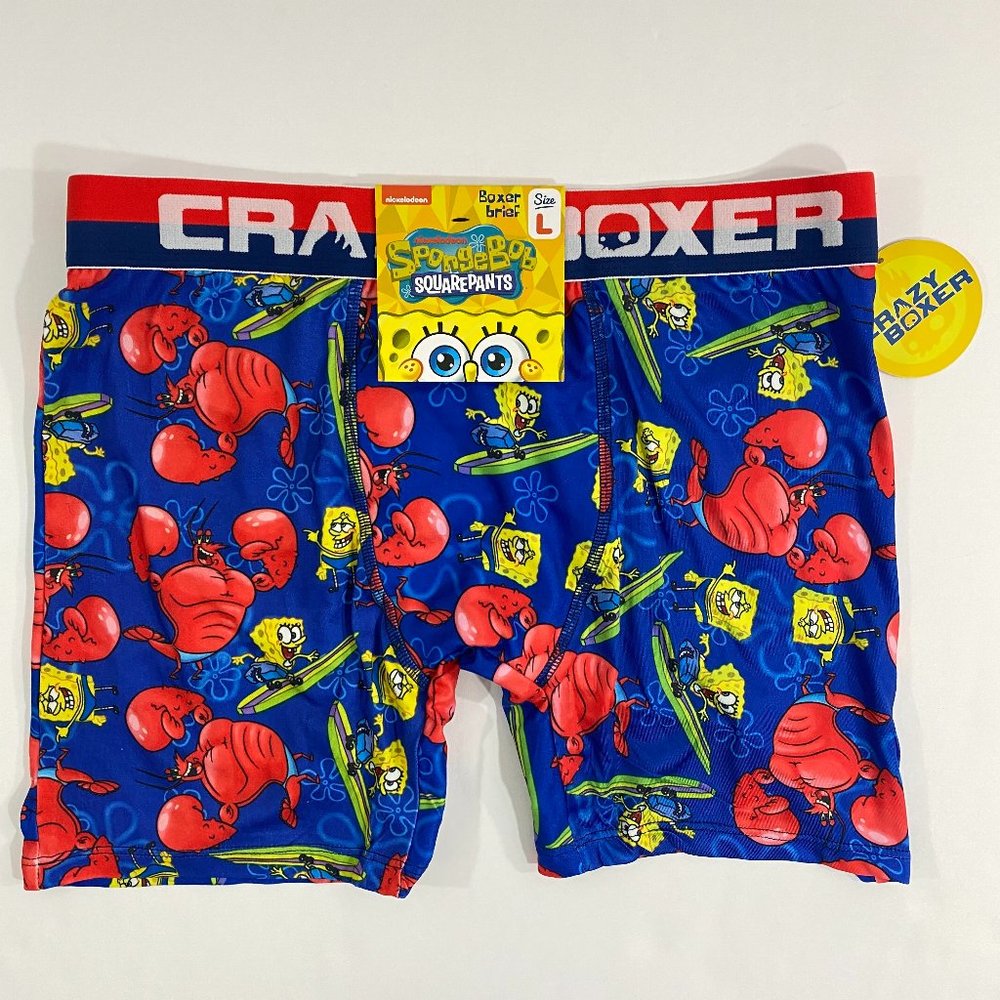 NEW Crazy Boxer Brief Underwear Nickelodeon Spongebob Surfing Mr. Krabs Size L